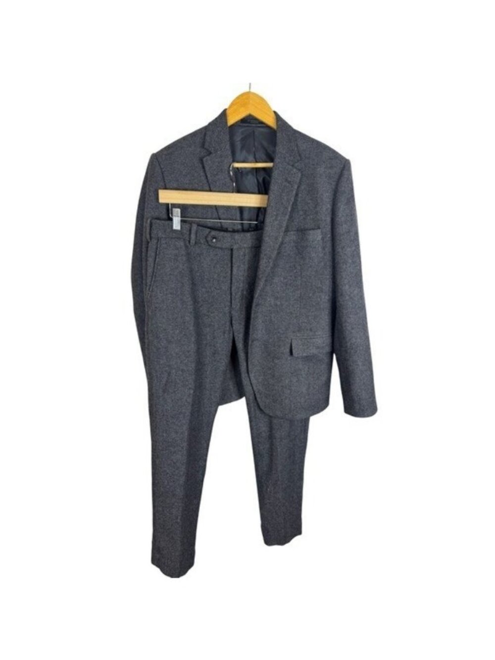 StudioSuits Hand Crafted Grey Herringbone 2 Piece Suit Blazer Men 38R 32x30